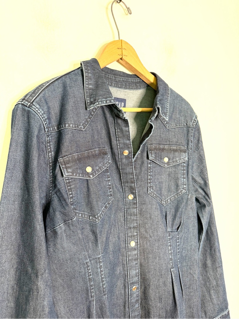Gap Western Pleated Denim Midi Dress Dark Wash Size Medium - Picture 3 of 8